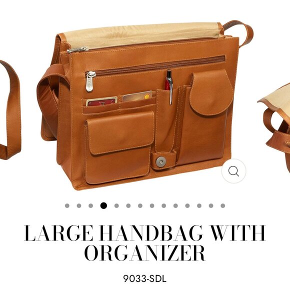 Piel Leather Large Handbag with Organizer Crossbody – Saddle Brown - Picture 1 of 15